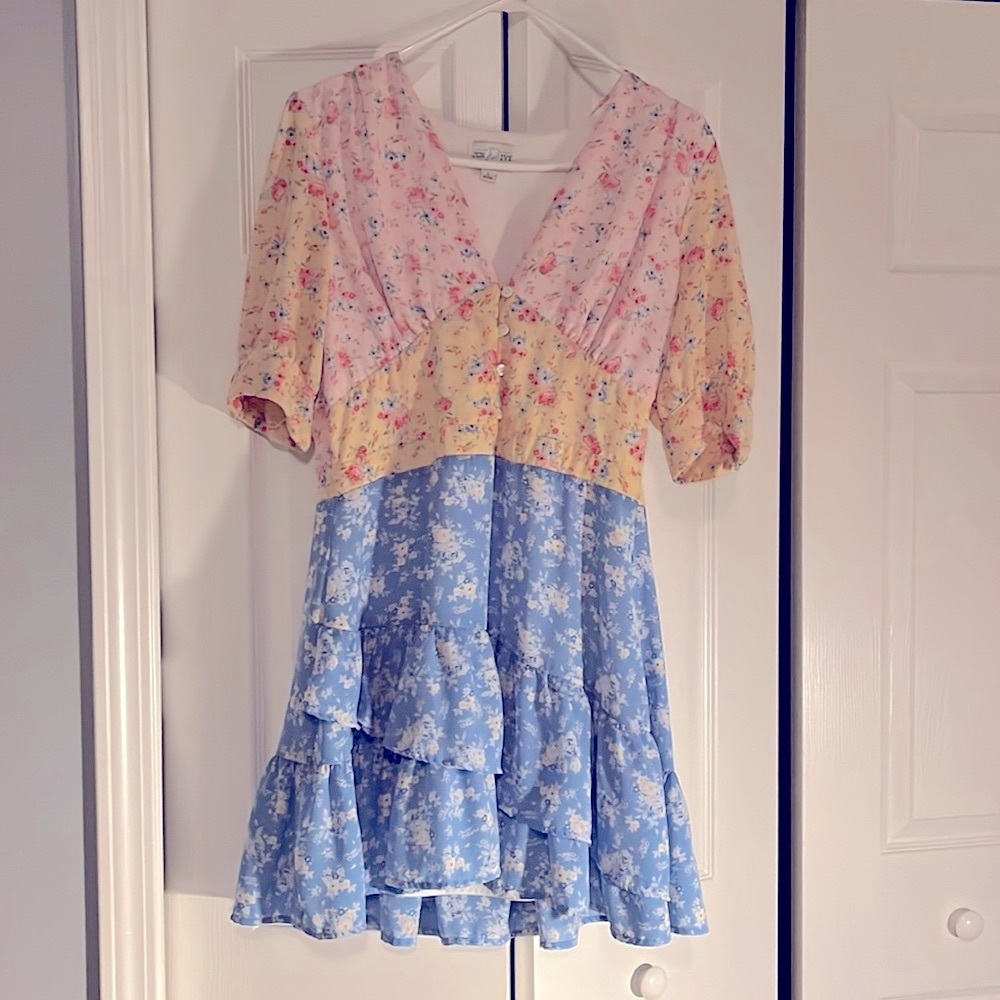 Francesca’s Pastel Floral Dress Large